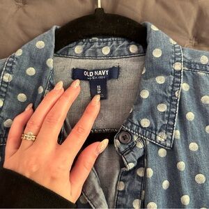 Old navy polka dot button down denim shirt